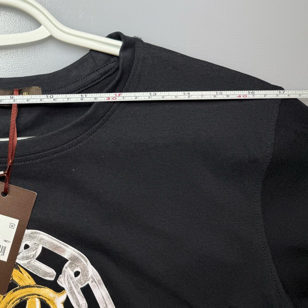 NWT Roberto Cavalli 100% Cotton Black T-shirt with Gold Silver Logo Size L - Picture 3 of 7